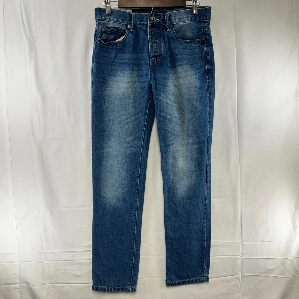 oodji Straight Leg Jeans Mens 30x32 Blue Medium Wash Button Fly
